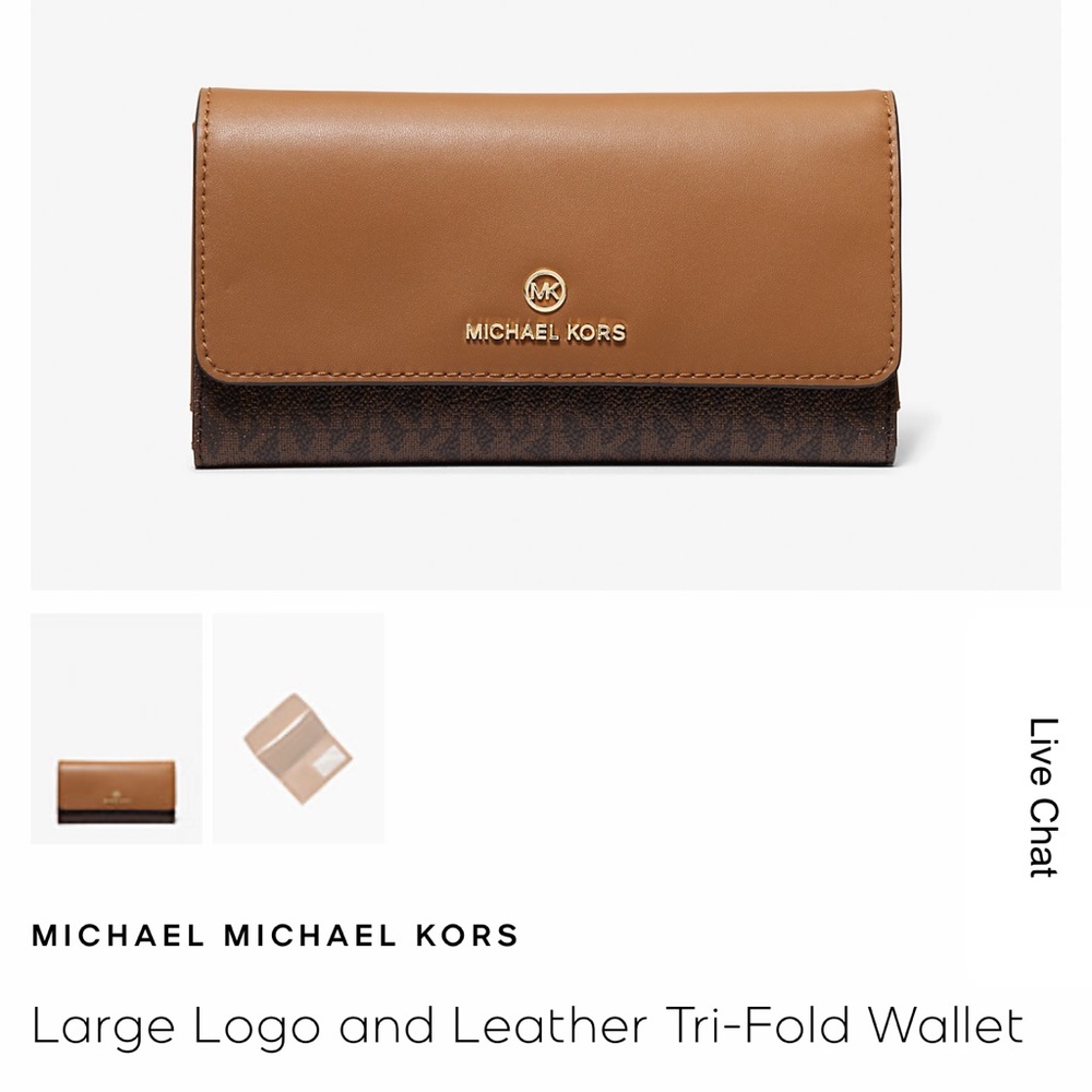 Michael Kors Large Logo and Leather Tri-Fold Wallet